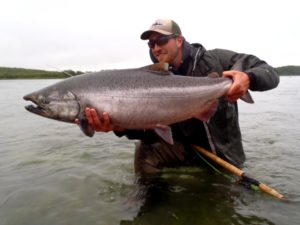 Angler with king salmon