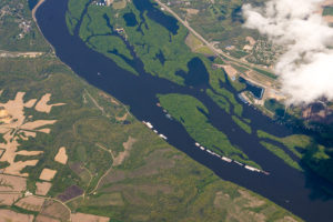 areal view of river