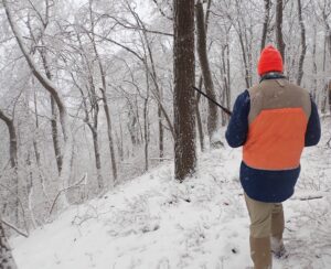 Man hunting in the snow. Credit Noah Davis.