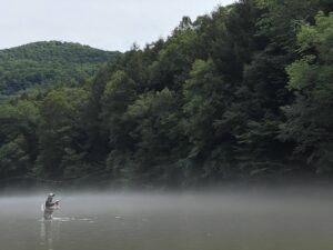 Man fishing in the upper Delaware